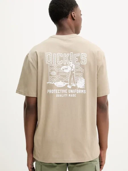 Тениска Dickies с принт бежово