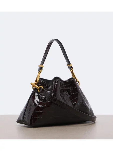 Kožený lakovaný top Jimmy Choo hnedá