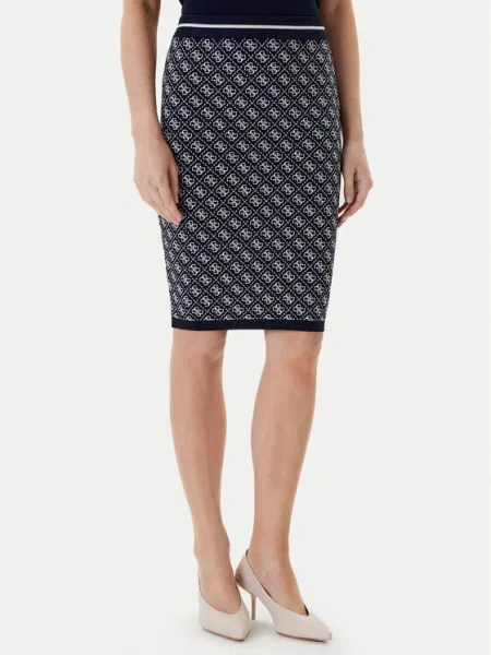 Guess Fustă tip creion Bleumarin alb