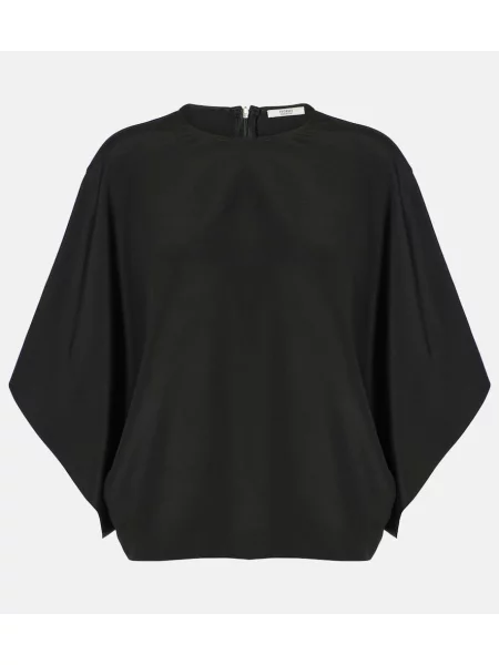 Jedwabny top Fforme drapowany czarny