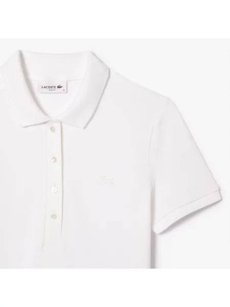 Lacoste Koszulka Polo Slim Fit Stretch Mini Piqué biała