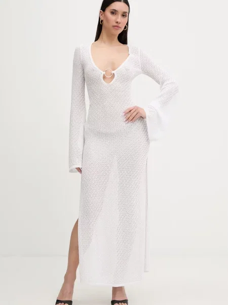 Bardot sukienka letnia z wiskozą biała