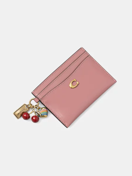 Coach etui za kartice usnjen roza