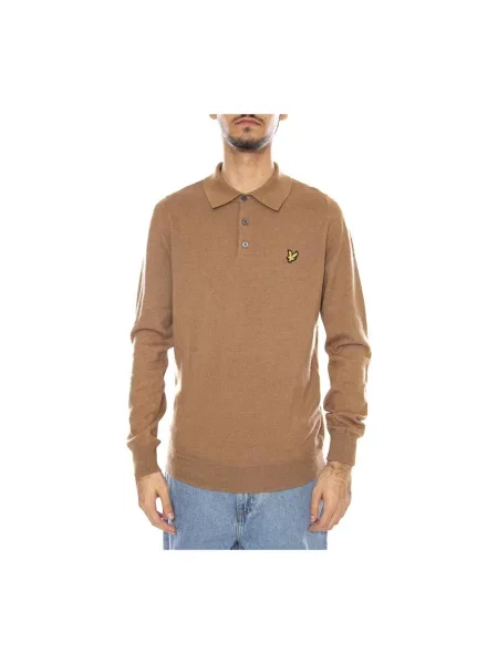 Sweter Lyle & Scott z wełny merino z długim rękawem beżowy