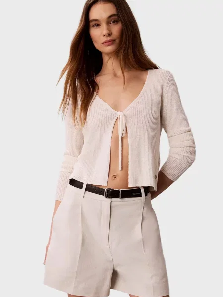 Льняные джинсовые шорты Calvin Klein Jeans бежевые