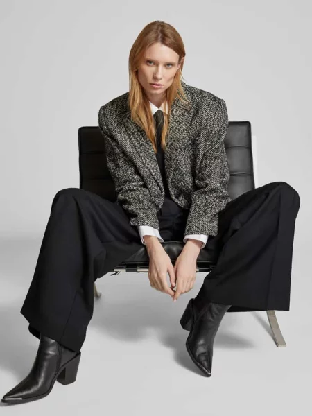 Spodnie materiałowe o kroju straight fit z zakładkami w pasie Anine Bing czarne