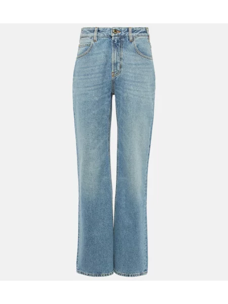 Blugi drepți Chloé cu talie înaltă albastru