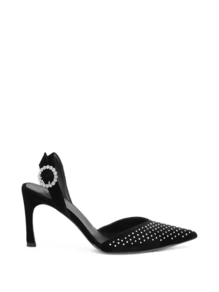 Stras papuci tip mules Rotate Birger Christensen de catifea slingback negru