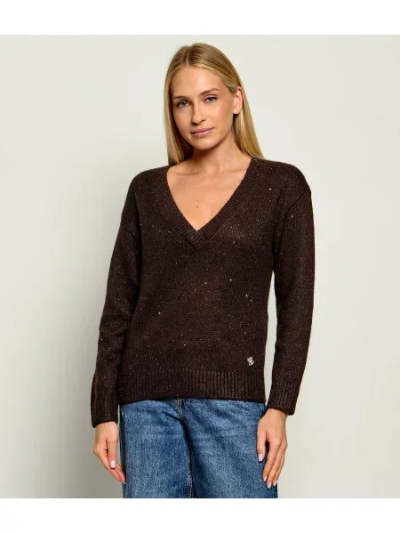 GUESS Pulover Jolene cu adaos de lână maro