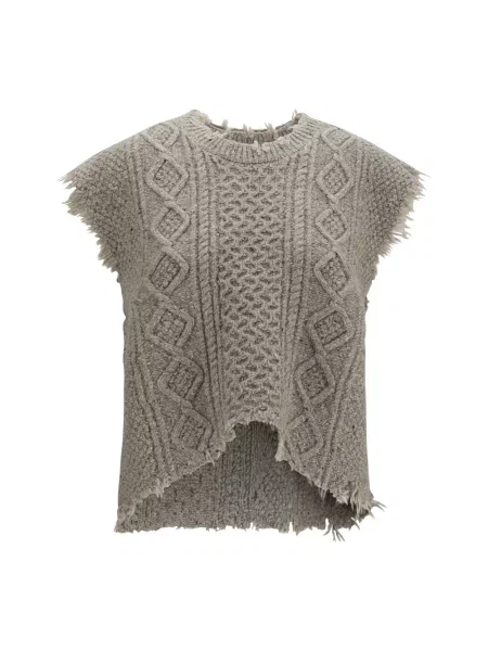 Sweter R13 wełniany bez rękawów szary