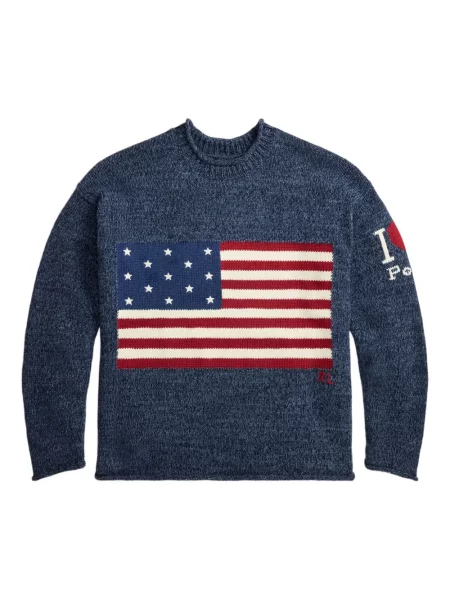 Поло тениска Polo Ralph Lauren бродирана с кръгло деколте с пейсли десен синьо