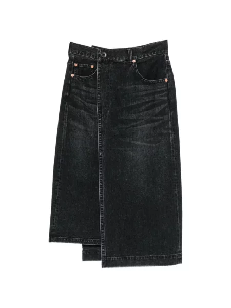 Fustă din denim Sacai asimetrică albastru