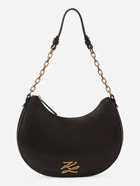 Lniana torebka Karl Lagerfeld czarna