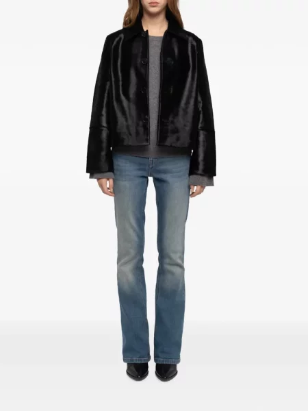 Подрязан кожено яке Zadig&voltaire черно