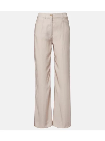Pantaloni Acne Studios în carouri din țesătură twill bej