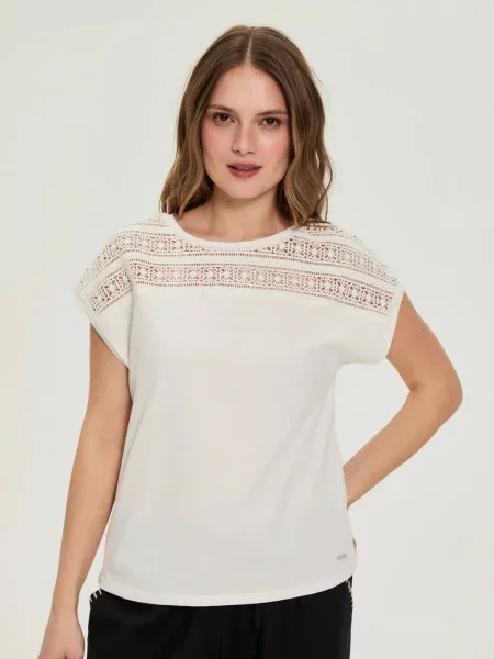Bluza Moodo s čipkom bijela