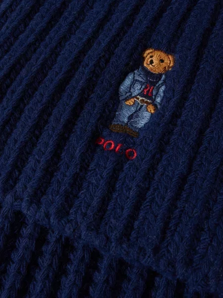 Polo Ralph Lauren szalik wełniany gładki granatowy