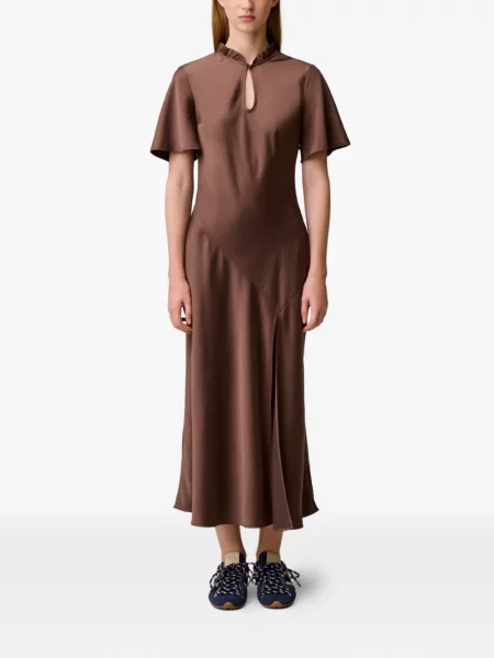 Haljina Claudie Pierlot s volanima smeđa