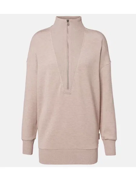 Hanorac Varley din jerseu de jumătate de fermoar bej