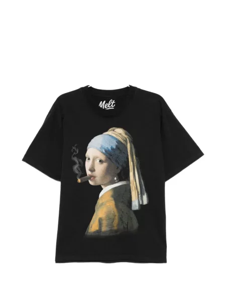 Tricou Melt cu imagine cu decolteu rotund negru