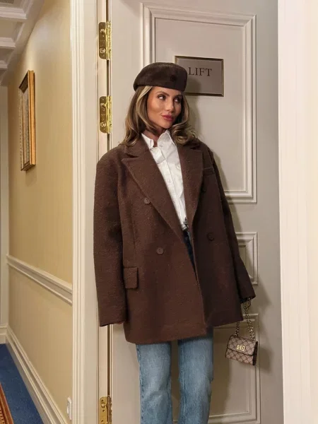 Пальто Milirud темно-коричневий вовна/поліамід коричневе