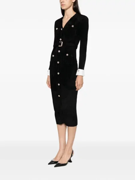 Cu centură rochie midi Self-portrait negru