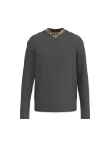 Sweter Burberry z dekoltem w serek szary