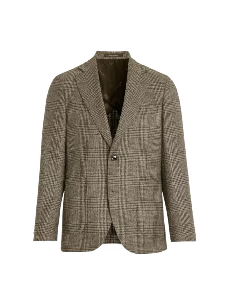 Marynarka w kratę Oscar Jacobson wełniana w kratę brązowa