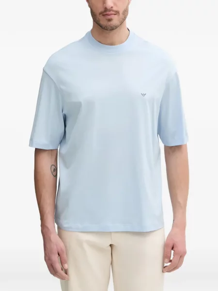 Tricou Emporio Armani cu imagine din jerseu albastru