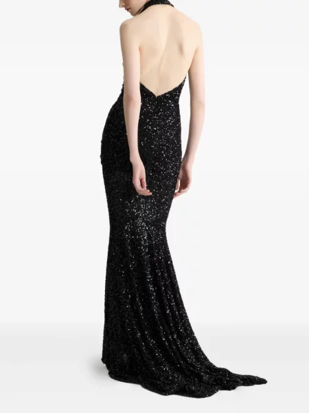 Rochie maxi Patou cu gât halter de costum negru