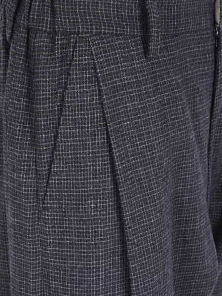 Pantaloni Ziggy Chen în carouri conici gri
