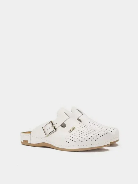 Кожаные сабо Leon белые