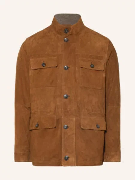 Hackett London Skórzana Kurtka Polowa braun brązowa