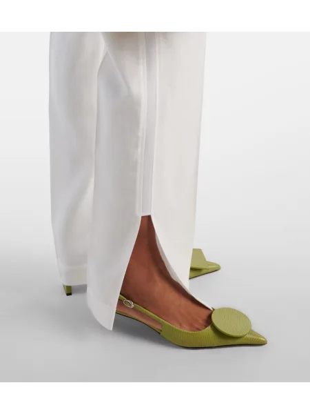 Pantaloni Jacquemus cu talie înaltă din canvas alb