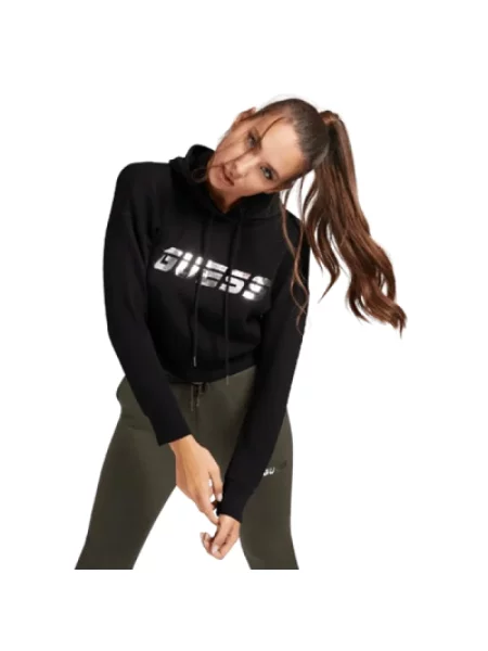 Bluza z kapturem Guess z logo czarna