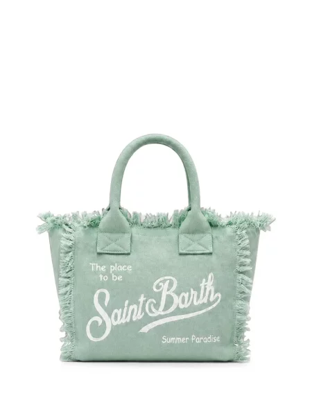 Geantă shopper Mc2 Saint Barth cu franjuri verde