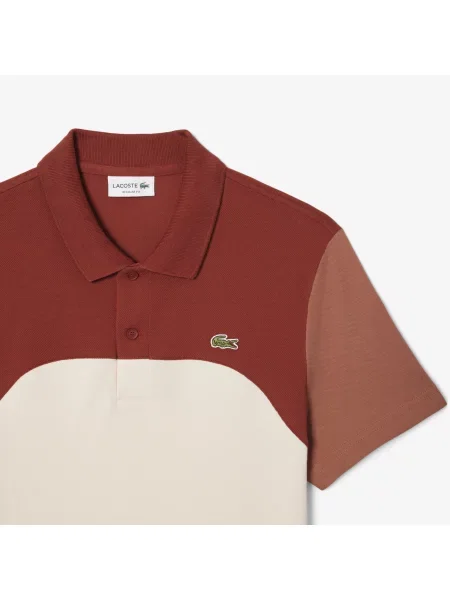 Lacoste Koszulka Polo Regular Fit Colour-Block beżowa
