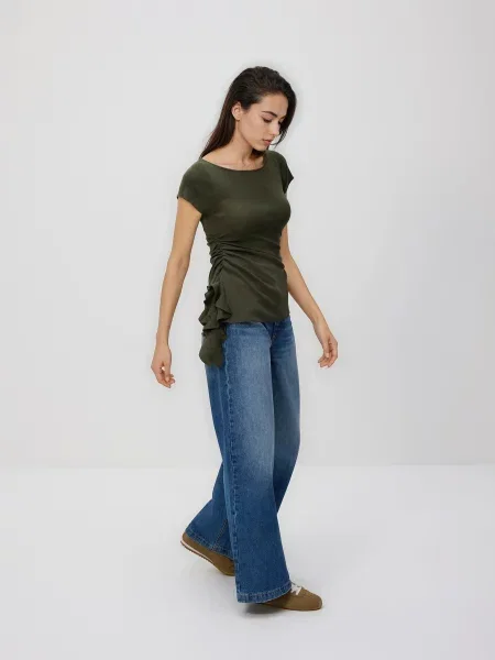 Reserved Блузка асиметрична коричневувато-зелений зелена