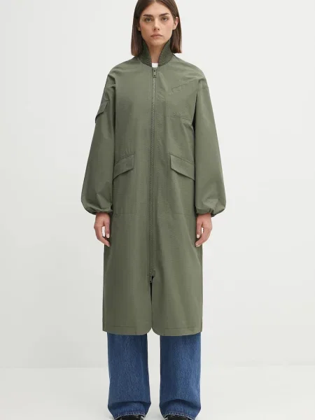 GANNI palton Tech Seersucker Oversized Shell verde