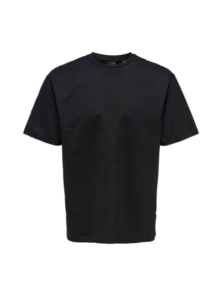 T-shirt o kroju relaxed fit z czystej bawełny model FRED LIFE' Only & Sons czarna