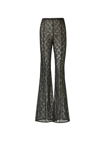 Pantaloni Costarellos din dantelă evazate negru