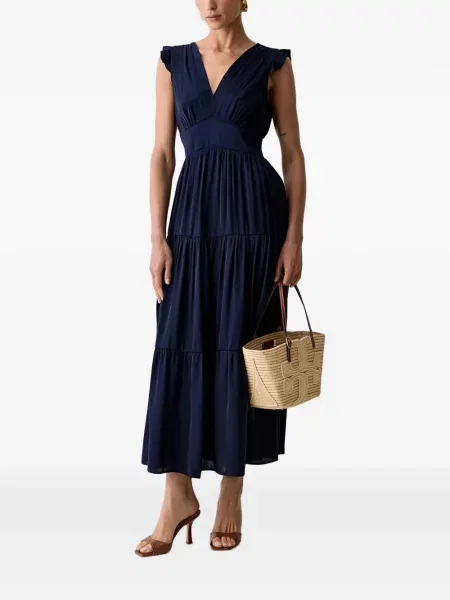 Rochie maxi Morgan cu volane albastru