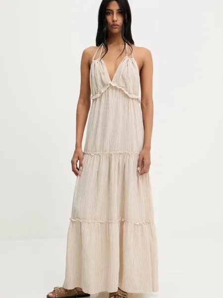 Answear Lab rochie din midi evazati bej