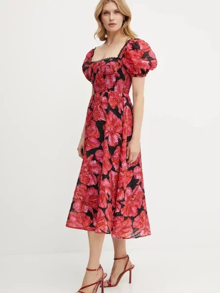 Charo Ruiz Ibiza sukienka Kyan midi rozkloszowana różowy