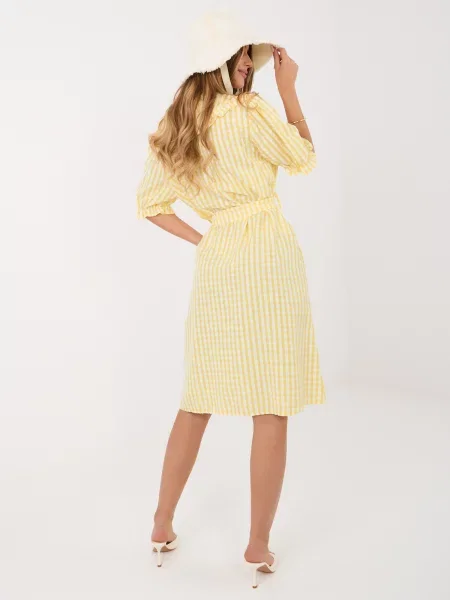Rochie Italy Moda cu mâneci balon galben