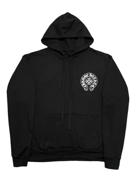 Hanorac cu glugă Chrome Hearts cu motiv cu inimi cu autograf negru