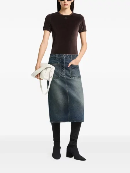 Tricou Courreges de catifea maro