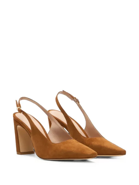 Pantofi cu toc Stuart Weitzman din piele de căprioară slingback maro