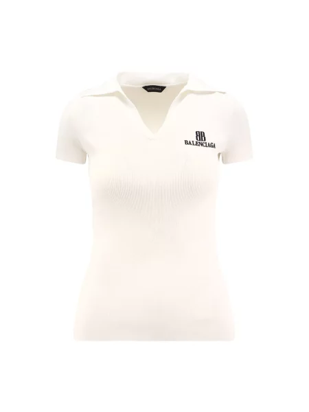 Lniany krótki sweter Balenciaga biały