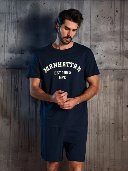 Sinsay Piżama dwuczęściowa granatowy